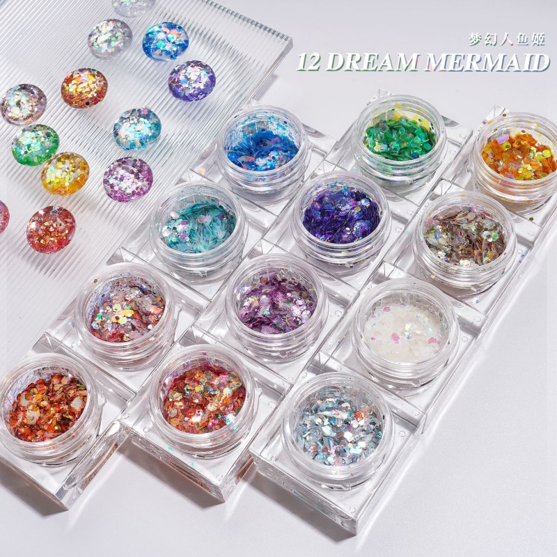 Magic Mirror Chameleon Nail Art Glitter Powder Large Sequins
