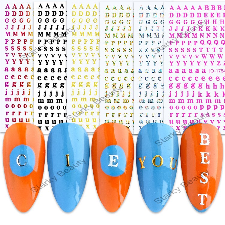 letter nail stickers foreign trade hot selling golden letter stickers