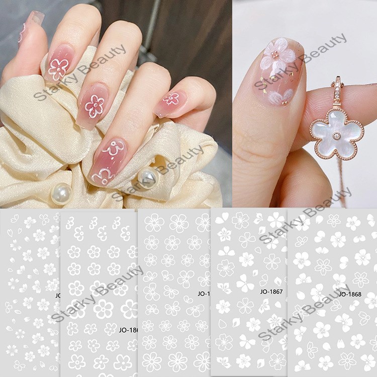 Nail Sticker White Stereo Ice Flower Spring White
