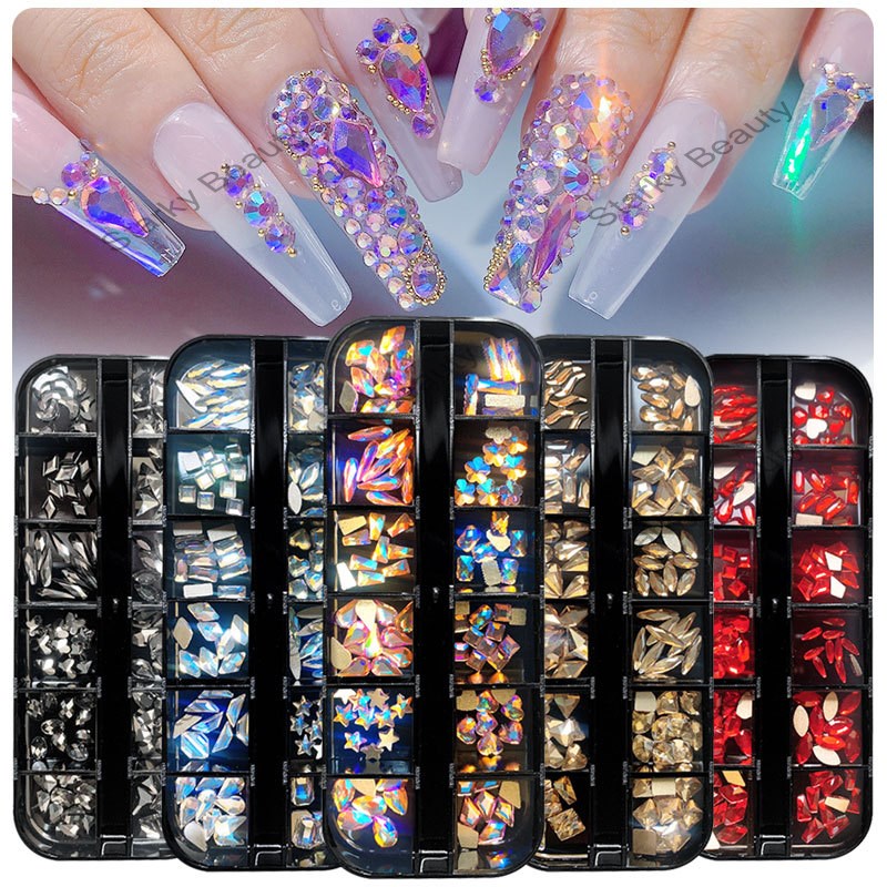 new DIY Nail Art Diamond Nail Art Flat Rhinestone AB Moonlight Nail Art Accessories