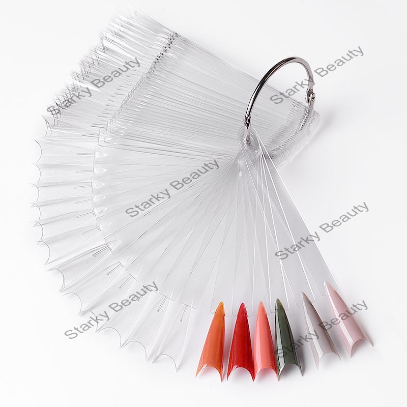 fan-shaped color card nail pointed French nail polish display color plate nail 50 colors