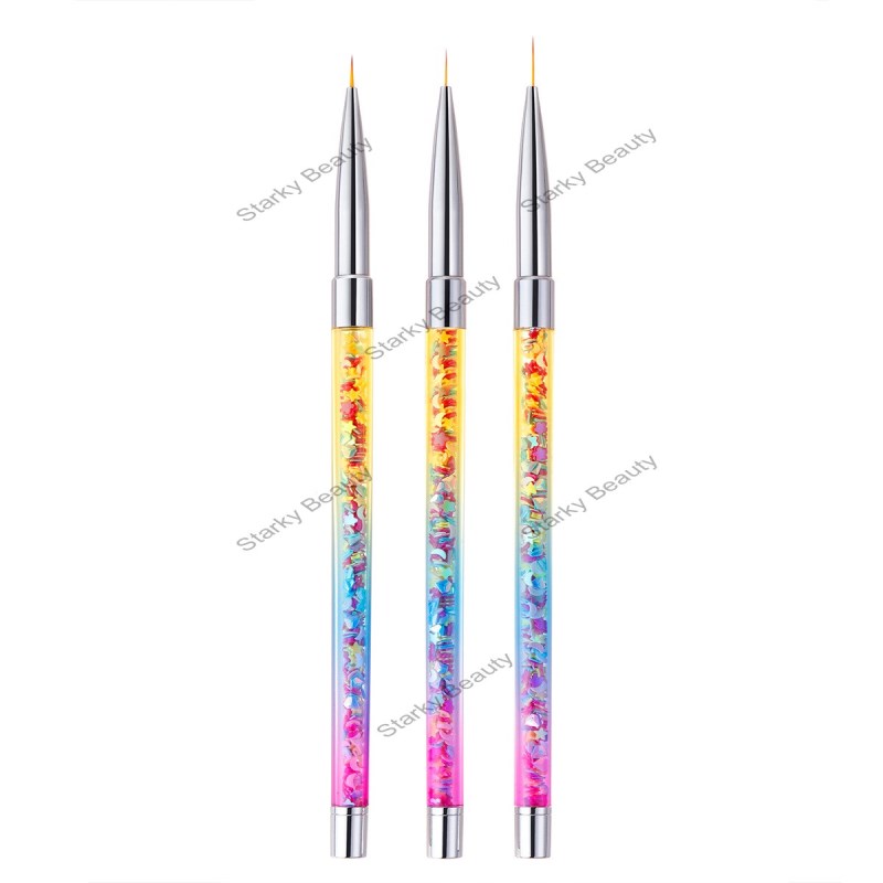 Sequin Gradient Painted Carved Drawing Line Flower Nail Art Brush SET