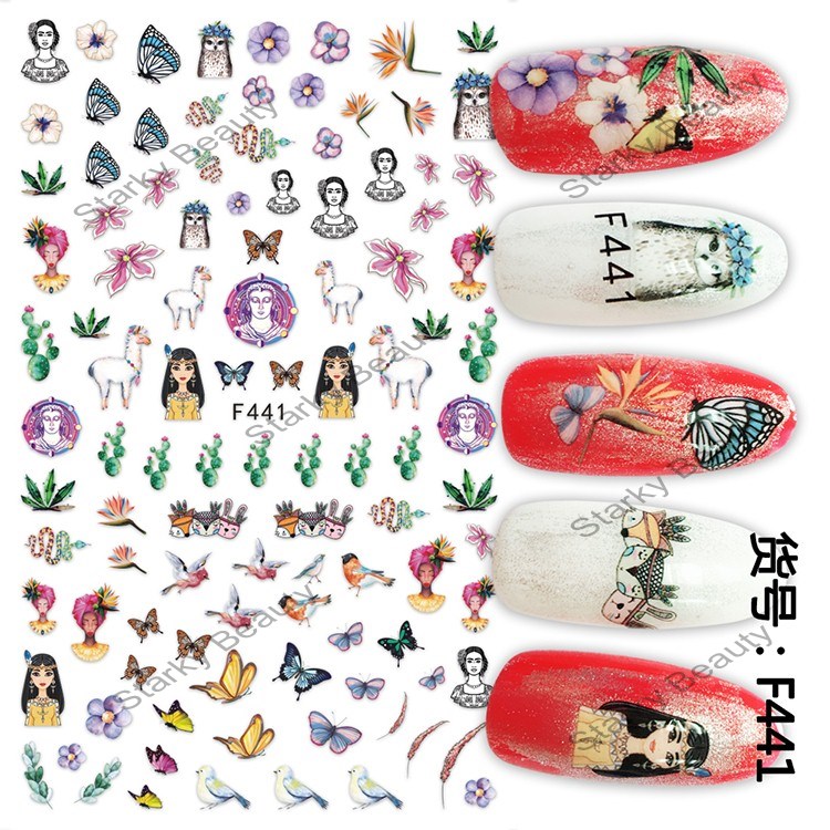 Nail art supplies 2018 Newest F series coloful nail stickers