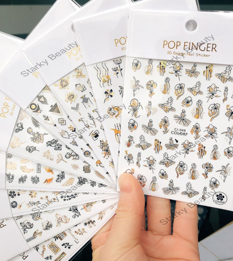 2022 Gold Black Nail Adhesive Stickers