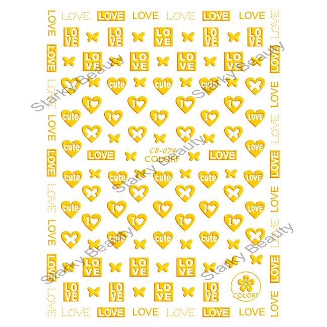 3D Adhesive Nail Polish Glue Gold and Silver Black and White Love Nail Stickers