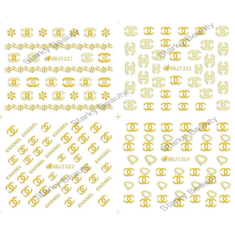 Gold Silver Black White HBJY Nail Stickers Finished Metal Stickers