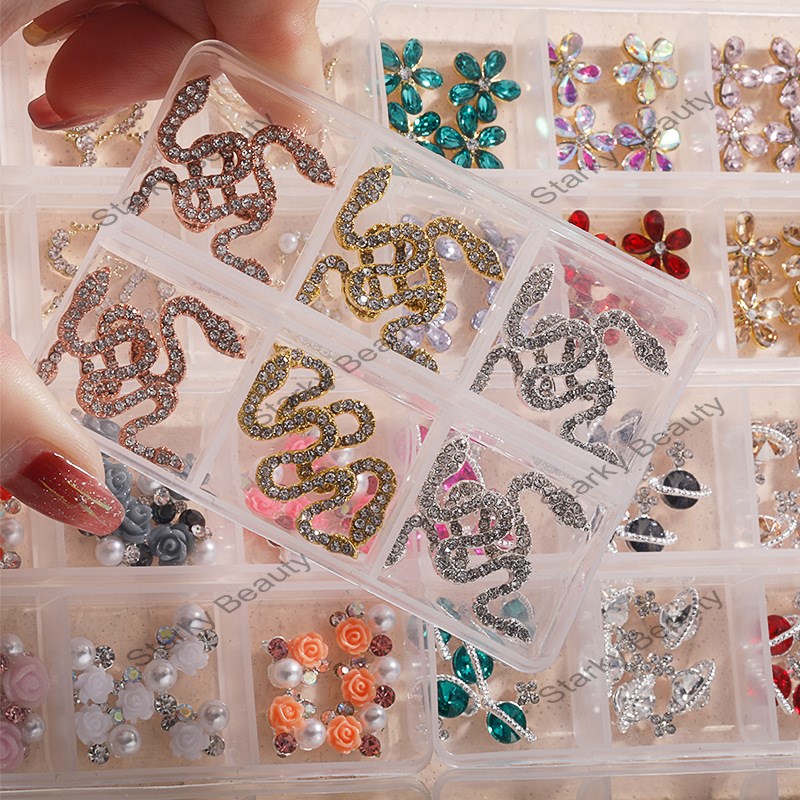 Nail Snake Planet Empress Dowager Western Six Grid Jewelry Batch Alloy DIY Set