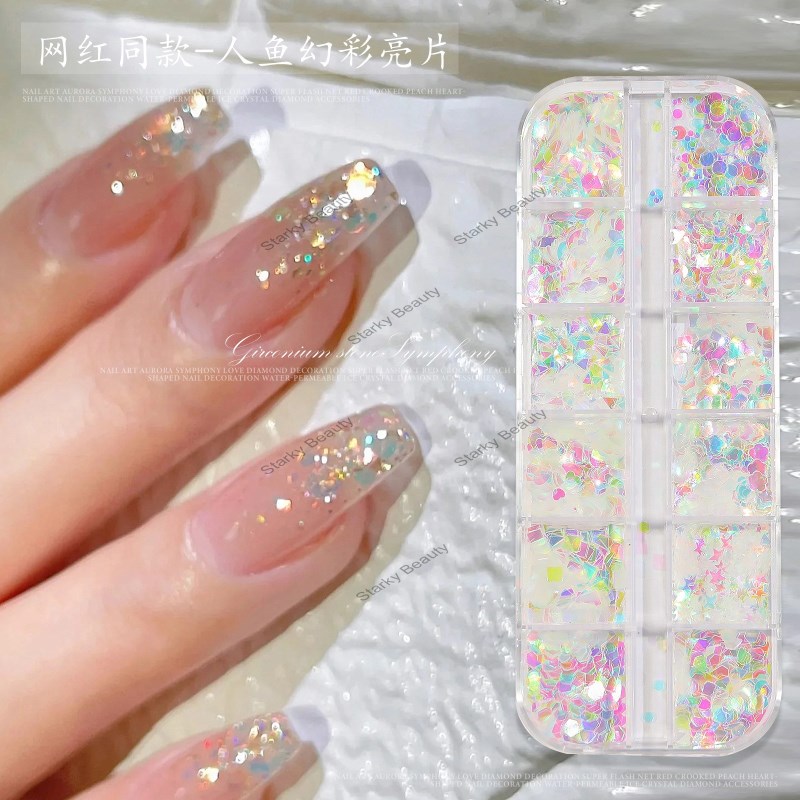 Nail transparent blue nail dazzling set
