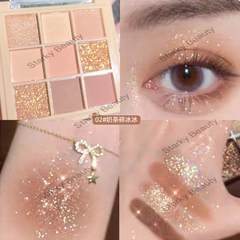 Nine color eye shadow Plate Dumb Shining Sheet eye shadow Black