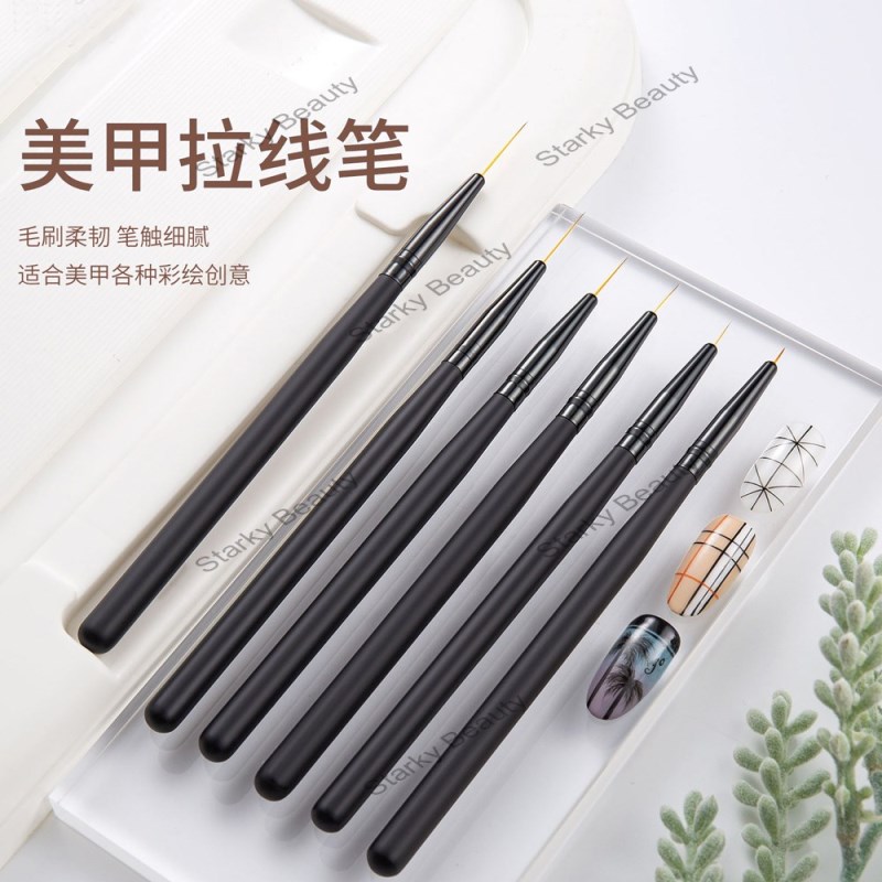 Nail drawing wire brush, 6-pack solid wood rod, hook and draw lines, nail tool, pen beauty