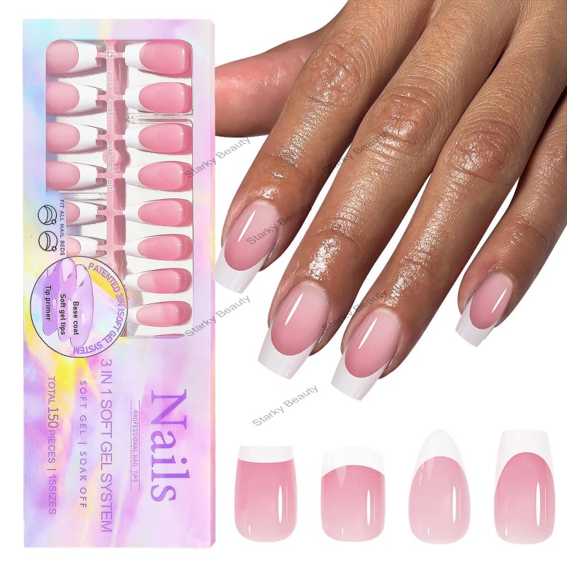 New nail art style seamless wearable nail, detachable nail art, French style wearable nail art