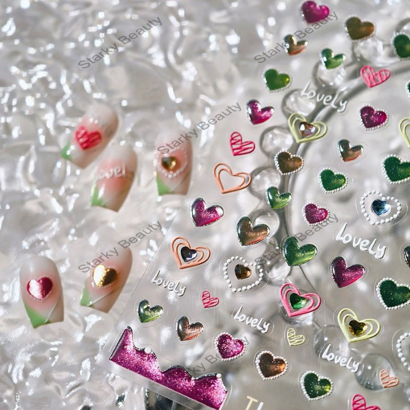 Korean style minimalist nail art stickers, bow tie, pearl chain, back adhesive nail accessories