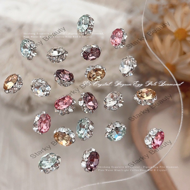2025 New Full Diamond Light Luxury Crystal Pigeon Egg Finished Diamond Nail Accessories