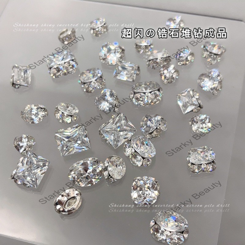 White zircon pile diamond finished nail decoration diamond ball bursts and sparkles with full diamon