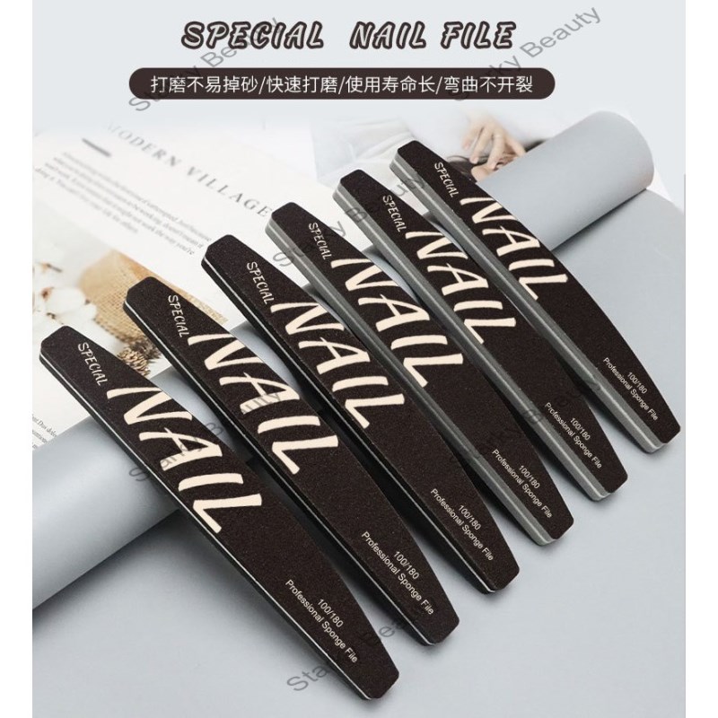 High quality nail sponge polishing strip without sanding, half moon shaped sponge file