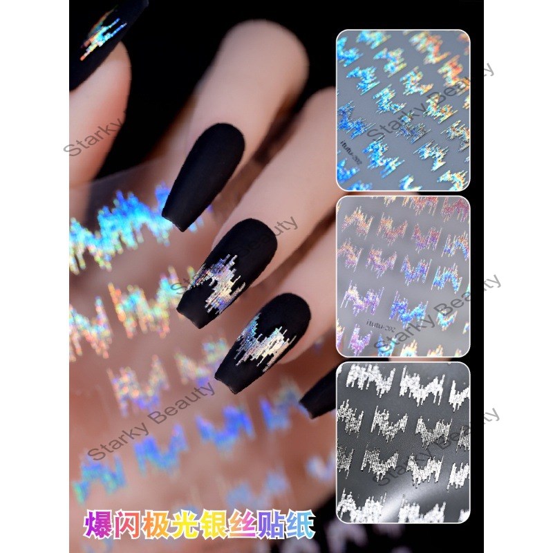 High Brightness Reflective Silk Nail Art Ultra fine Line Luminous Bouncing Di Nail Art Sticker