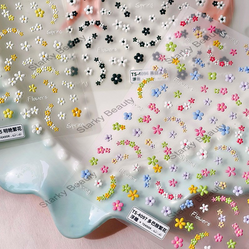 Spring Day Blooming Flowers 5D Bright Blooming Flowers - Nail Stickers Pro Matte Nail Stickers