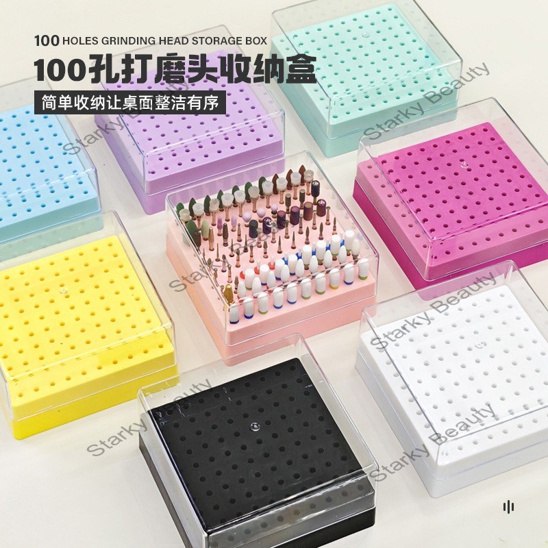 100 hole Grinding Head Storage Box Nail Polishing Head Display Rack Drill Bit Storage