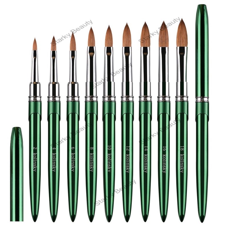 Mink hair nail art crystal pen new metal rod Kolinsky crystal nail extension carving brush