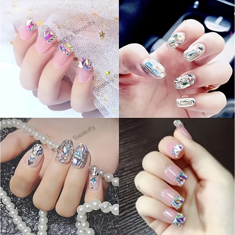 nail irregular diamonds, full diamond jewelry, mineral black super sparkling glass rhinestones,