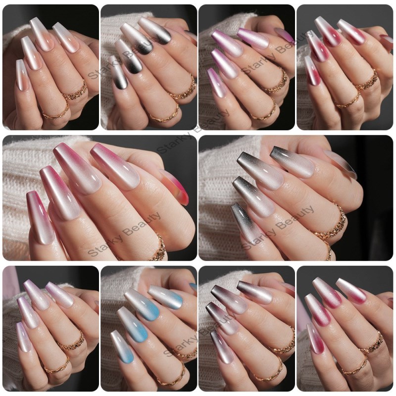 30TIPS Gradient Cat Eye Wearing Armor Size Strip Assembly Prefabricated Removable Fake Nail Patch