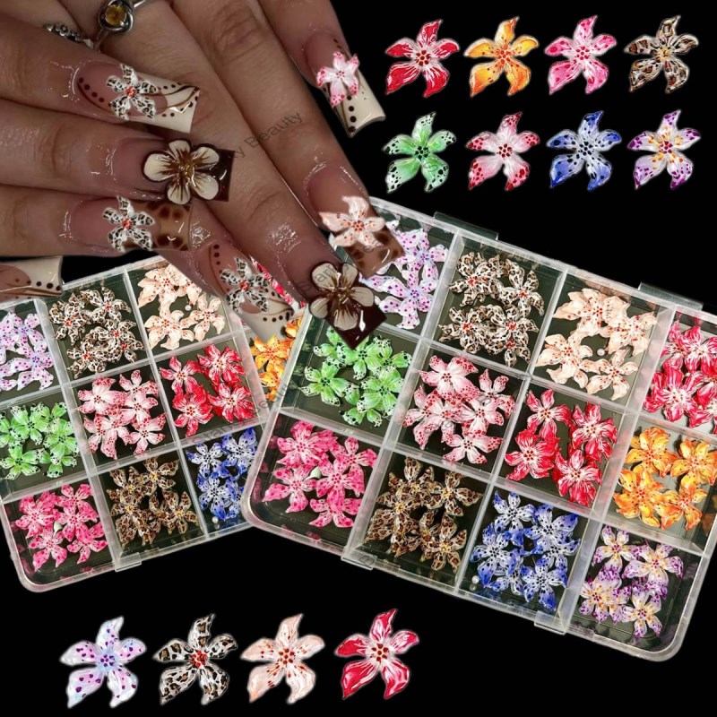 12 box irregular lily flower nail decoration ice crystal flower DIY nail accessory material