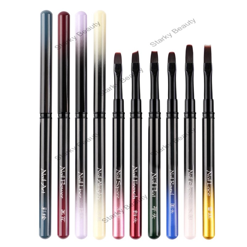 metal nail art brush, line drawing color pen, sweeping gradient pen, large square phototherapy pen