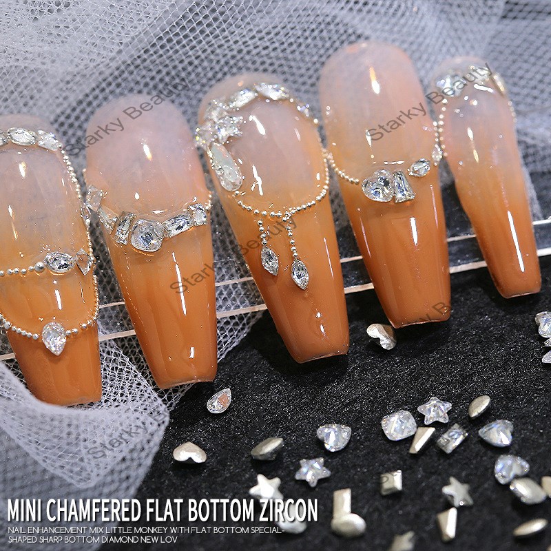 50pcs mini zircon mixed pile nail diamond accessories 5A pointed bottom nail decoration