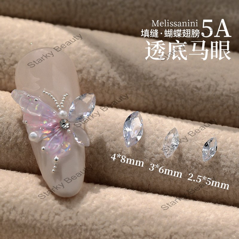 Transparent zircon nail drill, sparkling pointed bottom, irregular diamond, mini pile diamond