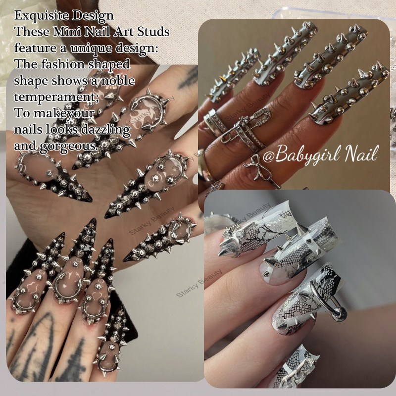 Nail Rivet Jewelry Metal Cone Punk Style Flat Bottom Half Round Steel Ball Diamond