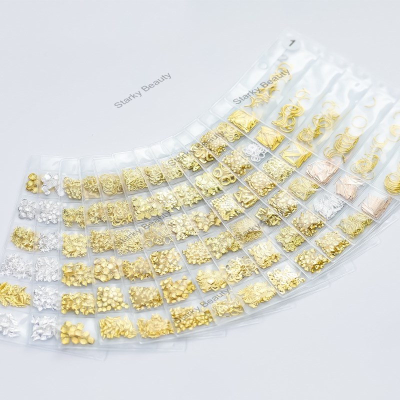 Love Bow Candy Shell Metal Rivet Six Grid Bag Nail Accessories
