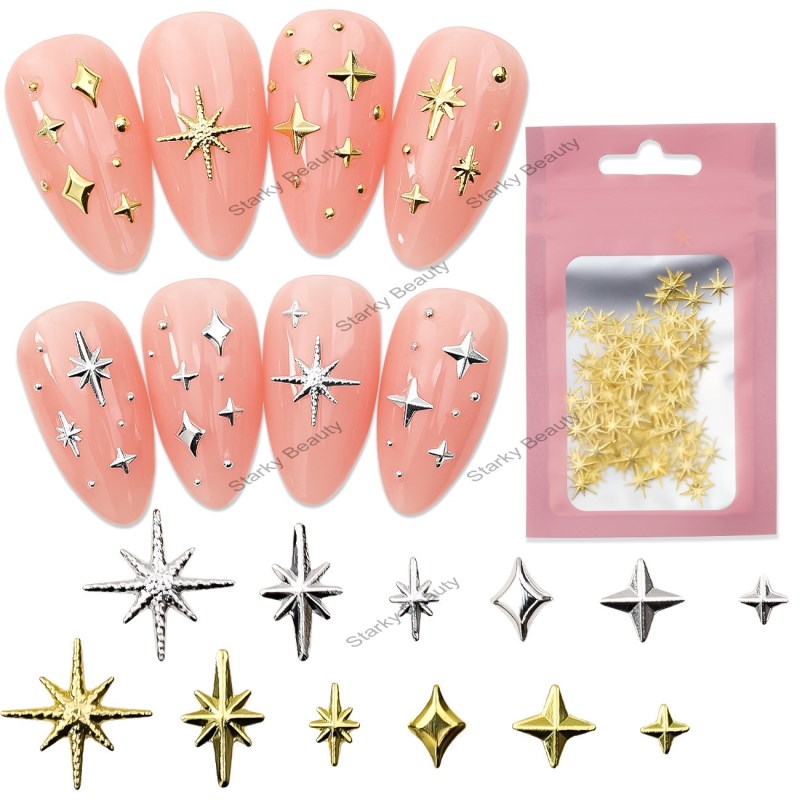 Japanese Nail Rivet Metal Jewelry Starlight Series Gold Silver Metal Nail Patch