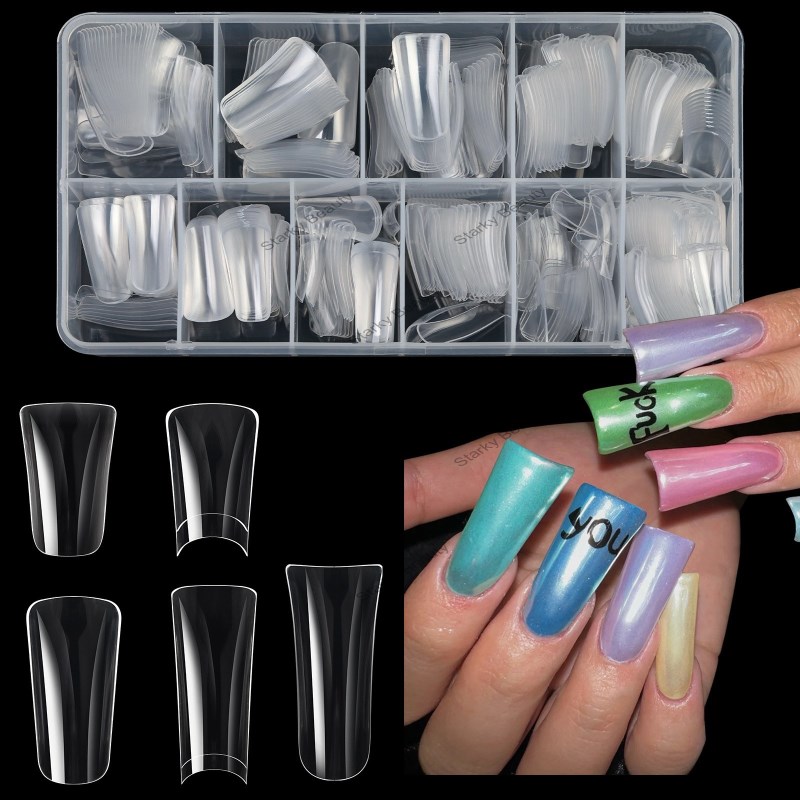 Boxed duck shaped nail tip, irregular nail, nail art, short to medium duck shaped nail