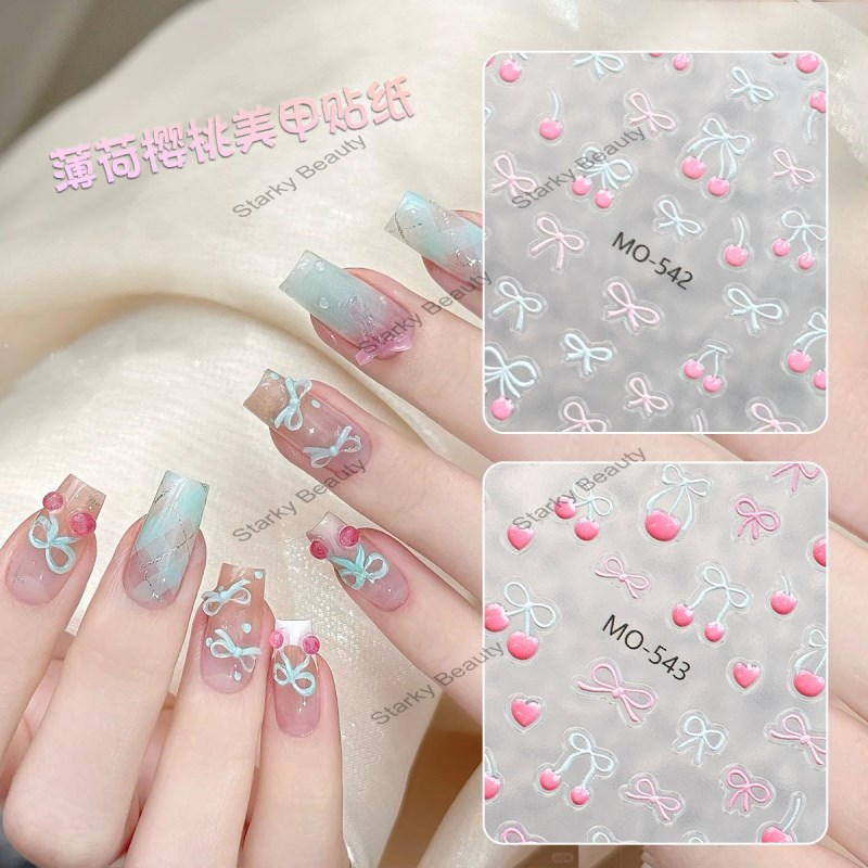 Small Fresh Nail Patch Butterfly Knot Pure Desire  Jelly 3d Texture Nail Patch