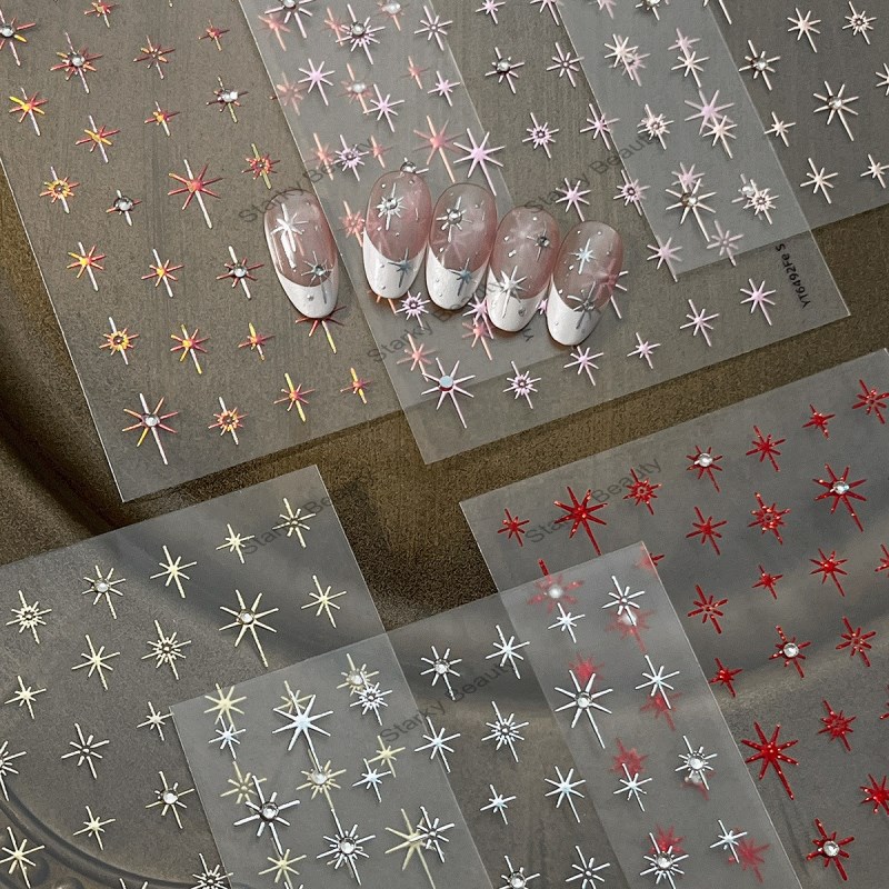 Laser Cross Star Nail Stickers, Simple, Explosive, Popular, and Decorative Stickers