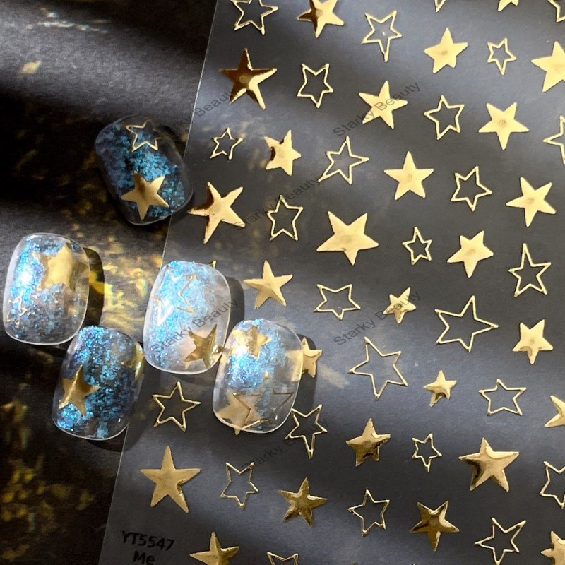 Laser irregular pentagram nail stickers, simple and popular decorative stickers