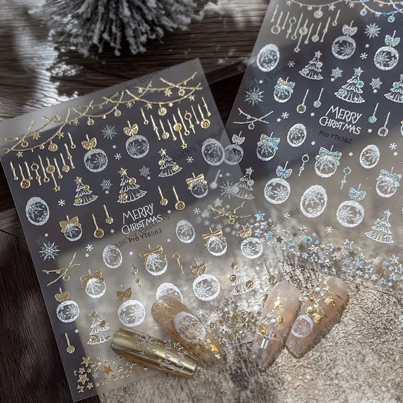 3D Christmas Snowball Nail Stickers Cute Style Decorative Stickers