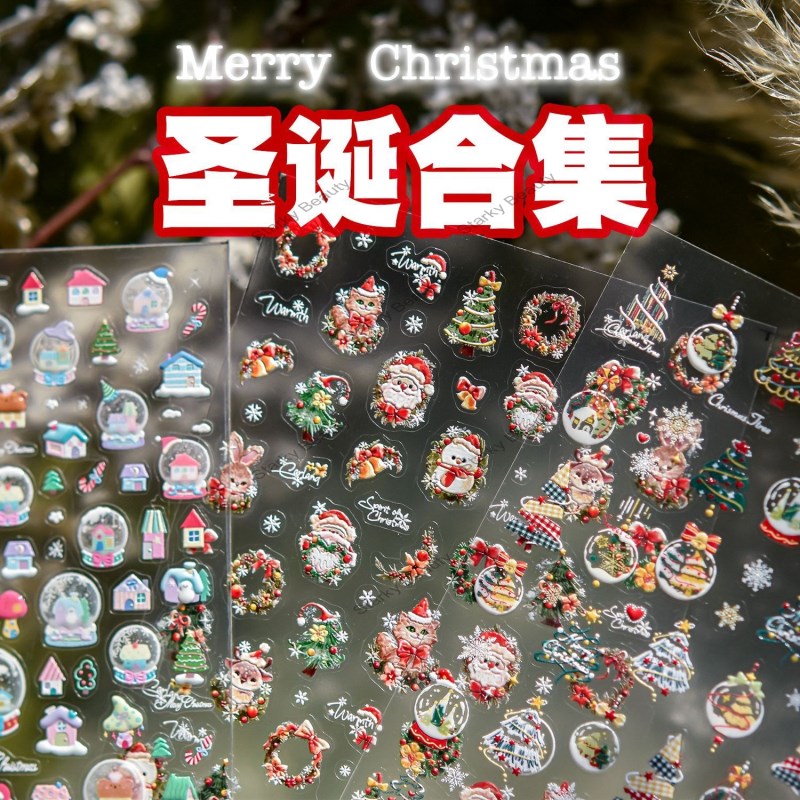 Relief nail stickers, winter children