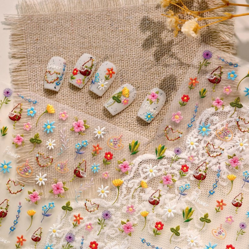 Crystal Diamond Nail Stickers Flowing Light Rose Butterfly Flower Nail Stickers Decoration