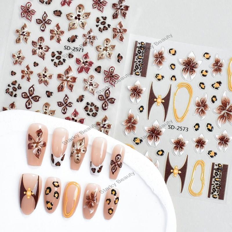 Maillard Leopard Nail Stickers Embossed Jelly Sweet Cool Spicy Girl Style Nail Stickers
