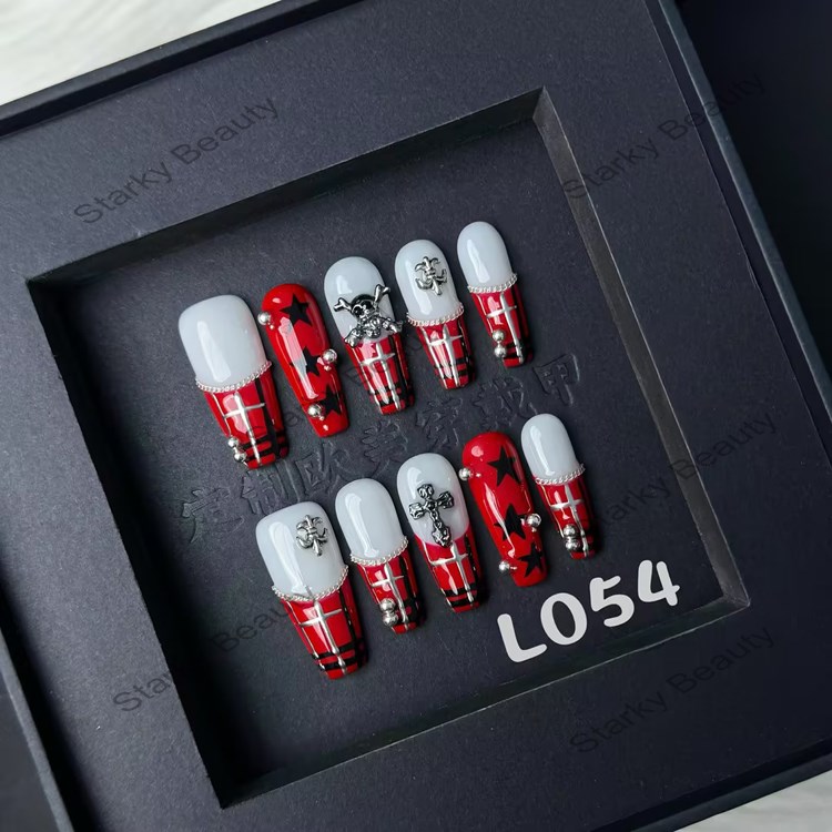 Ghost Pumpkin Handmade Press-on Nails 10pcs Long Tips Square Almond Glue False Nails