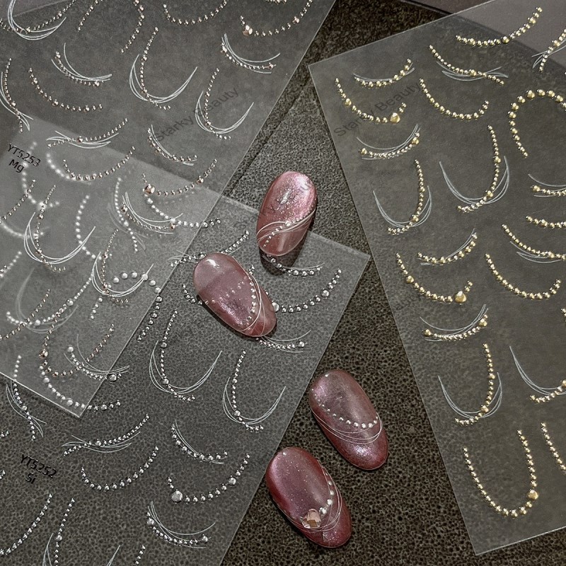 Hot stamping chain nail sticker, high-end French style popular decorative sticker