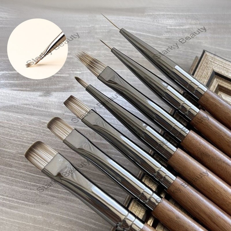 2025 Walnut Dyeing Professional Wire Drawing Nail Tool Gradient Brush