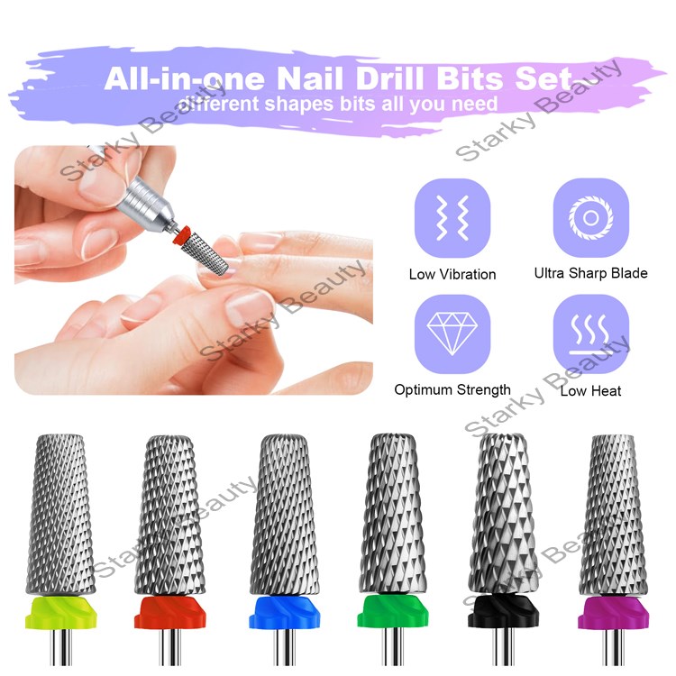tungsten steel nail polish remover universal 5-in-1 flat head conical polishing head