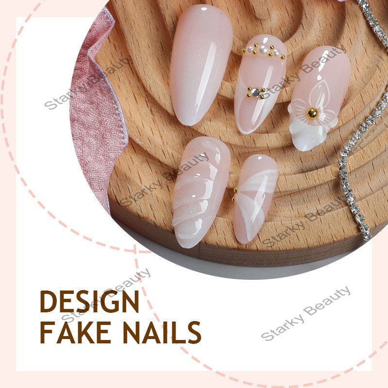 European and American Fashion Color 3D Flower Nail Art French Fresh Wearing Nail Press on Nails