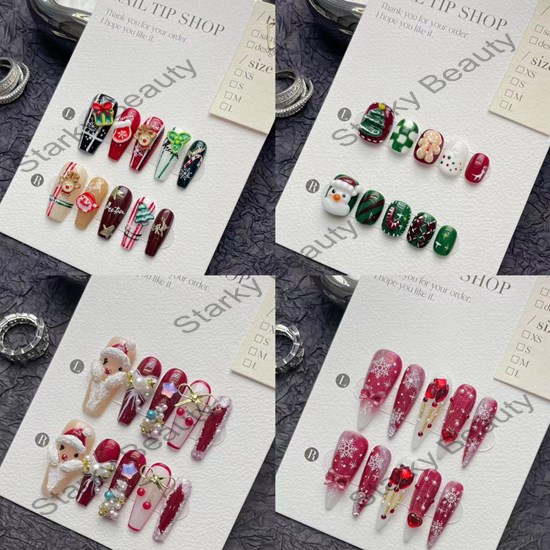 Wholesale Pressed on Nails Art Supplier Christmas Snowflake Style Artificial Fingernails