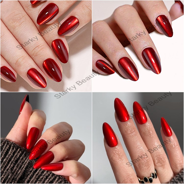 32PCS Wearing Armor Cat Eyes Solid Color Atmospheric Removable Fake Nail