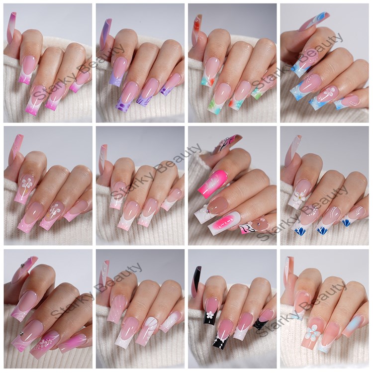 French style European and American drip adhesive removable prefabricated fake nail patch