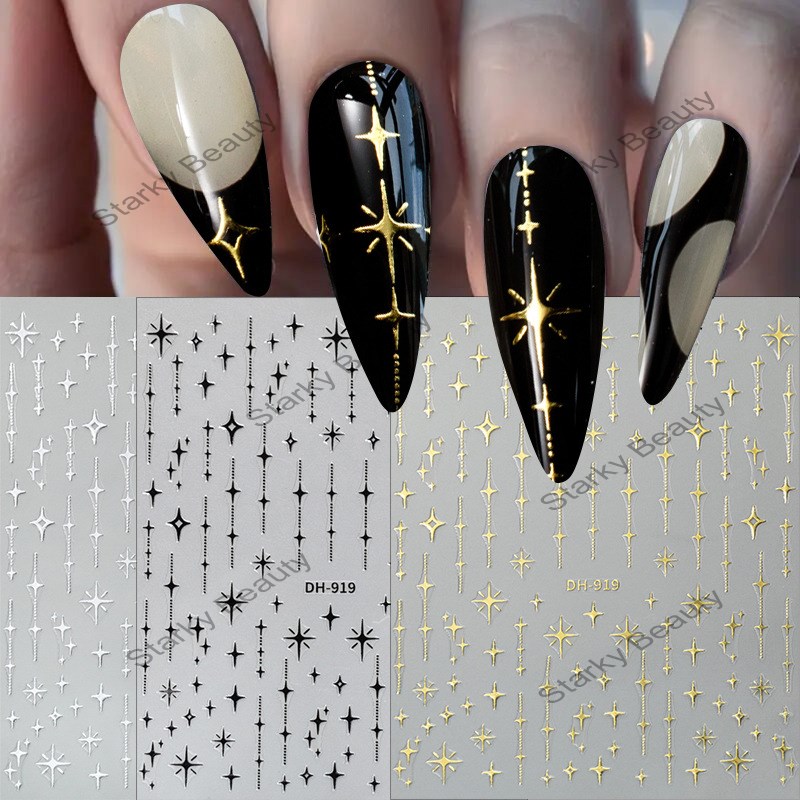 Star Chain Nail Stickers Flat Simple and Versatile Chain Star Star Star Nail Stickers