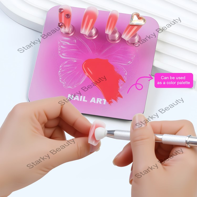 Metal Base Wearing Nail Art Practice Magnetic Acrylic Illusion Chess Silver